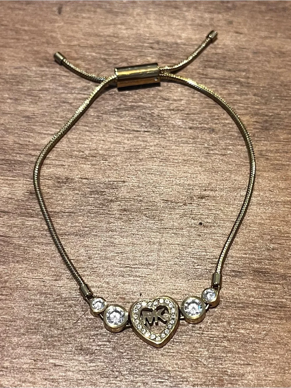 Michael Kors Gold Heart Bracelet with Clear CZ Accents